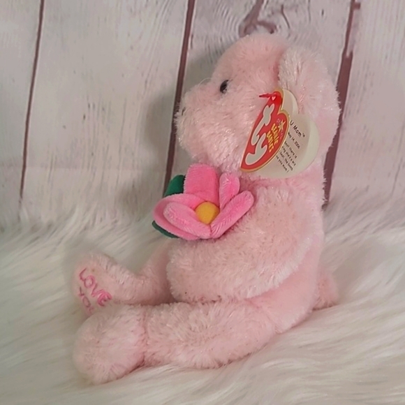 Y2K TY Beanie Baby Pink Love You Mom Mother's Day Bear Plush Stuffed Animal Toy - Picture 8 of 14